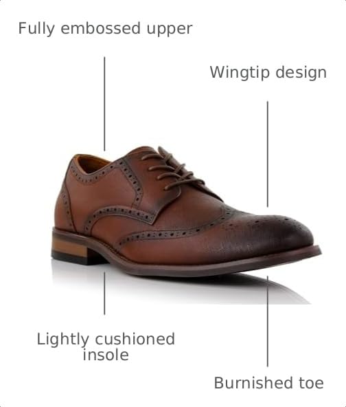 Image of Ferro Aldo Men's Wingtip Oxford Dress Shoes | Classic Brogue & Two-Tone Spectator Styles | Formal Wedding Business Party Shoe