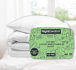 Night Comfort Lightweight 7.5 Tog Duvet Cot Bed Duvet for Children, Toddler, Kids, Newborn, Baby Boys and Girls - Cot Bed Baby Duvet Polypropylene Quilted Nursery Comforter
