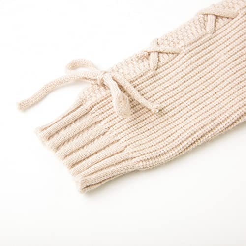 Image of Curipeer Girls Pullover Sweaters, Lace-up Long Sleeve Crewneck | Soft Warm Classic Cable Knit, Winter Fall Spring Daily Wear, Little Kids Tween Girl