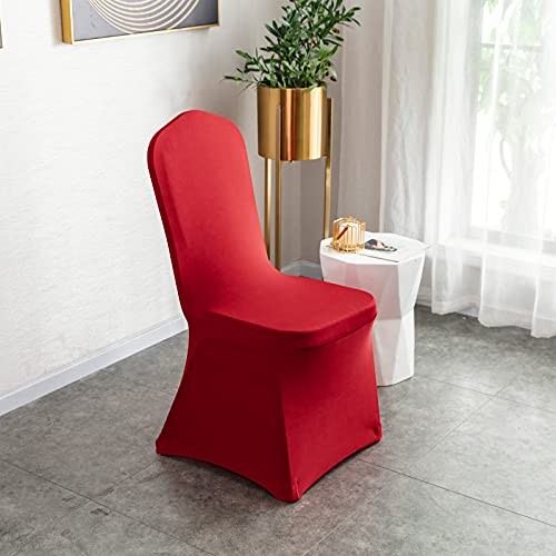Cufzuz Spandex Dining Room Chair Covers For Living Room - Universal Stretch Chair Slipcovers Protector For Wedding, Banquet, And Party (Red, 20 Pcs) #TOP5