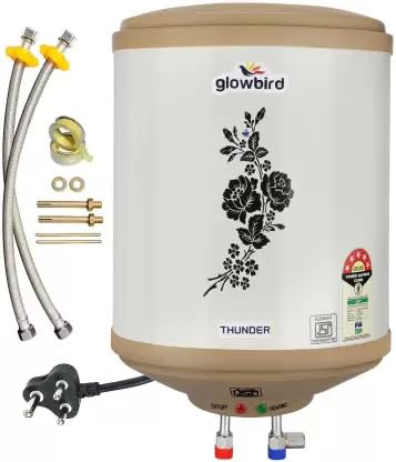 Glowbird 10 Litre Vertical Stainless Steel Geyser (Model - Thunder 5 Star Ratings with Free Installation Kit)