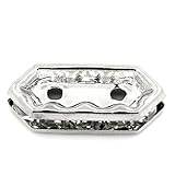 Housweety 50PCs Spacer Bars With Rhinestone 2 Holes Silver Tone 15mmx6mm( 5/8
