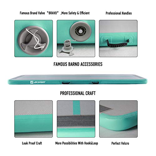 Aksport Gymnastics Air Mat Tumble Track Tumbling Mat Inflatable Floor Mats With Air Pump For Home Use/Tumble/Gym/Training/Cheerleading/Parkour/Beach/Park/Water thumb #3