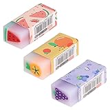 Catelves Radiergummi, Radiergummi Kinder, 3 Stück Radierer, Obst Radiergummis, Schreibwaren für Kinderpartys, für Kinder Studenten Schule Bürobedarf Schreibwaren