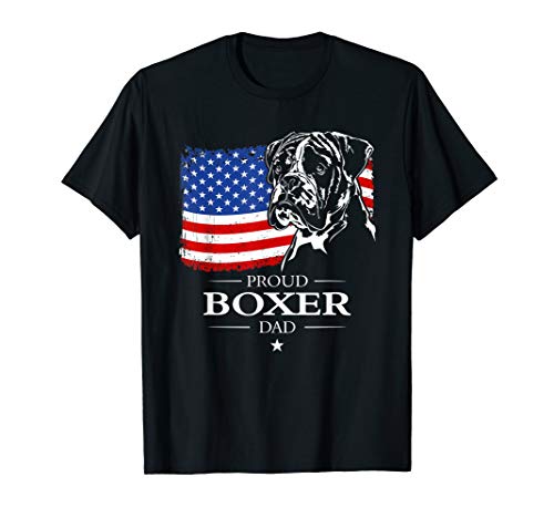 Mens Proud Boxer Dog Dad American Flag patriotic dog gift T-Shirt