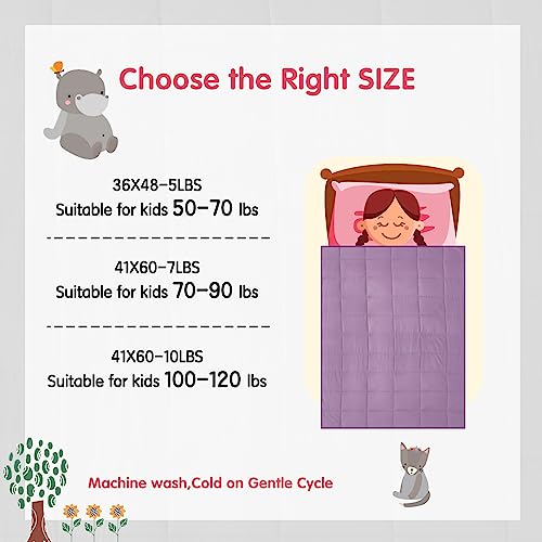 Image of yescool Weighted Blanket (5 lbs, 36 inch x 48 inch, Purple) Cooling Heavy Blanket, Perfect for 40-60 lbs, Breathable Throw Blanket Gifts with Premium Glass Bead, Machine Washable
