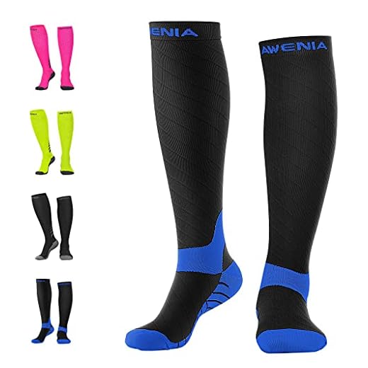 Awenia Calcetines de Compresión Deportivos Medias Transpirables para Hombres y Mujeres, Evitan el Sudor y la Fatiga, Protegen Las Articulaciones del Pie y la Pantorrilla, para Crossfit Fútbol