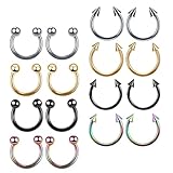 IMIKEYA Anillos de Nariz Acero Inoxidable 4mm 16 Piezas Titanio C Tipo Perforaciones Corporales Joyería para Nariz y Orejas Moda Mujer Hombre
