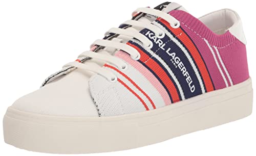 Karl Lagerfeld Paris Women's Cyrilla Lace Up Sneaker, White/Multi, 8.5