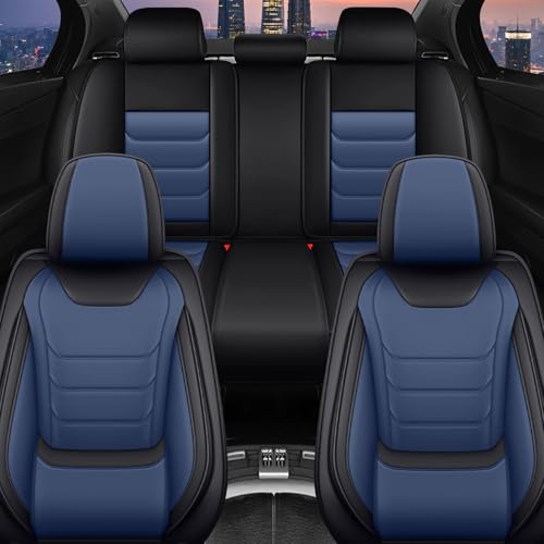 Image of Car Seat Covers Fit for Chevrolet Tahoe 1995-2025, Leather Automotive Seat Covers for Trucks, Heavy-Duty Wear Resistant Seat Protectors, Easy to Install, 5 Seats, Black Blue