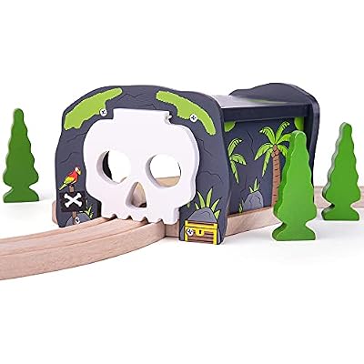 Bigjigs Rail Skull Cave & Tunnel - Wooden Train Set Accessories, Tunnels for Trains & Railway Sets, Classic Kids Toys, Compatible with Other Major Wood Rail Brands, for 3+ Year Olds