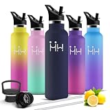 Mujigaga Gourde Isotherme, Gourde 1l, Sans BPA, Bouteille Isotherme, Anti Fuite, Gourdes Inox, Double Isolation, Facile à Nettoyer, Bouteille pour Musculation, Camping, Yoga, Randonnée