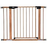 Mom's Choice Award Winner-BABELIO Metal Baby Gate with Wood Pattern, 29-40" Easy Install Pressure Mo