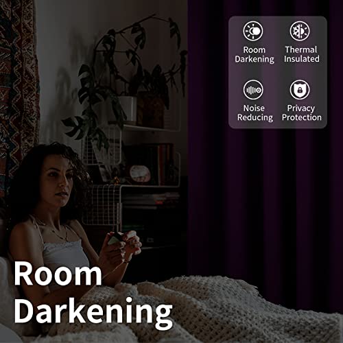 BGment Extra Wide Room Divider Curtain 96 Inch Length for Living Room, Room Darkening Curtain for Patio Sliding Door, Privacy Noise Reducing Blackout Drape for Bedroom, Purple, 1 Panel, 120 Wide - Image 4