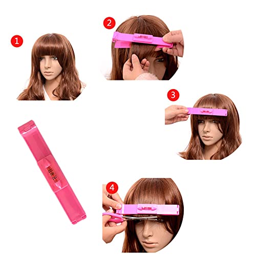 Hair Cutting Clip Tools, Professional DIY Home Bangs Trimmer Styling Aid Clip, Comb Hairstyle Typing Trim Ruler Kits for Layers Bangs, Bobs, Trims Split Ends (White/Pink) - Image 6