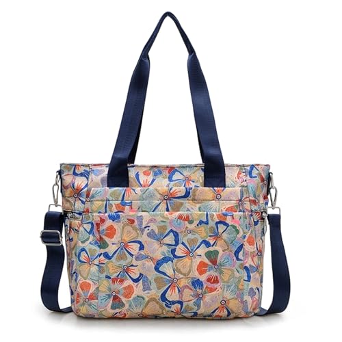 VOESLD Bolso Shopper Mujer Nylon, Bolso Bandolera Grand(Beige)