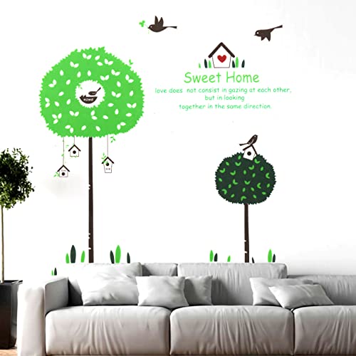 Image of Art Street Wall Stickers for Home Decor Beautiful Birds Sweet Home Wall Decal Vinyl Stickers for Living Room and Wall Decoration (73 x 108 Inchs, Green)