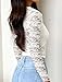 Matunana Womens Long Sleeve Going Out Tops Lace V Neck Mesh Crop Shirts Sexy Sheer Cute Y2K Fall Trendy Winter Outfits 2026 White