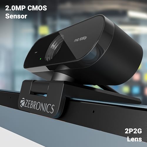 Image of Zebronics FHD USB Webcam, 30FPS, 2P2G Lens, 2.0MP CMOS Sensor, Auto-White Balance, Auto-Exposure, Privacy Shutter, Built-in Mic, for Teams, FaceTime, PC /Laptop (Live Pro)