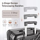 Alivio 4 Piece Luggage Set, Lightweight Hard Shell ABS Suitcase, 3-Stage Adjustable Telescopic Handle Trolley 14, 20, 24, 28in (Black) - Image 4