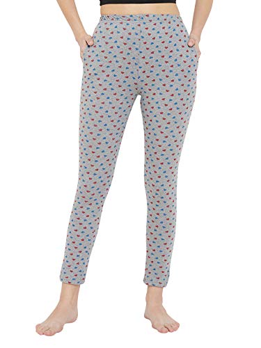 Image of Clovia Women's Cotton Heart Print Casual Style Pyjama (Lb0176J01 Grey Medium)