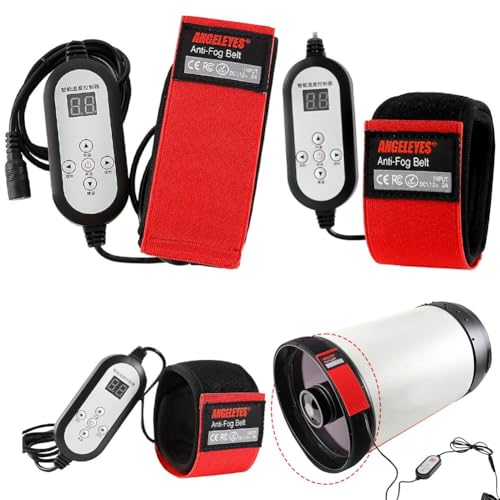 KoiLykke Telescope Lens Dew Heater Strap for Anti-Condensation, 12V Powered Polyester Heating Band with Intelligent Temperature Control, for 130-350mm Lenses