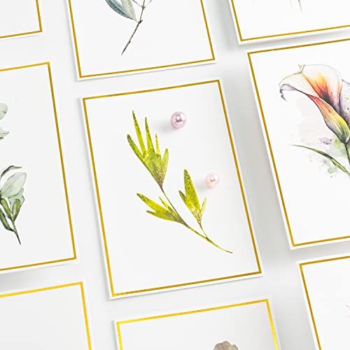 Crisky 50 Floral Greeting Cards With Envelopes Greenery Stationary Cards Watercolor Blank Notecards Envelopes Set, 4"X6" Folded Thank You Cards For Wedding, Baby Shower, Business, Graduation #TOP2