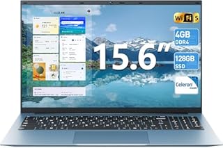 SGIN Win 11 Laptops Computer, 15.6 Inch Laptop with Celeron N4000 Processor, 4GB RAM 128GB SSD, BT5.0, Standard HDMI, Webcam, Wi-Fi 5, 7000mah Battery, Type-C, 180° Viewing, USB3.2(Gray)