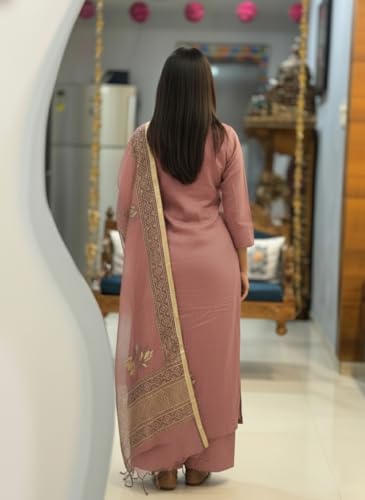Image of ANNI Designer Women's Rayon Viscose Straight fit Printed Embroidered Kurta with Pant & Dupatta | Ethnic Kurta Set for Women | Daily, Office & Festive Traditional