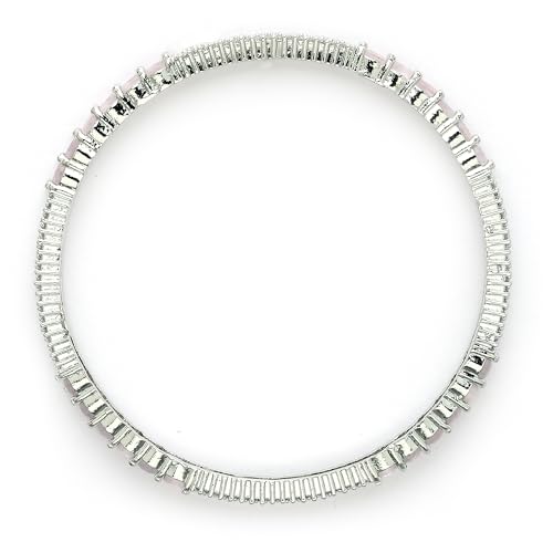 Image of ZENEME Jewellery Silver Plated Stylish Crystal AD Dual Colour Bangle Jewellery For Girls and Women