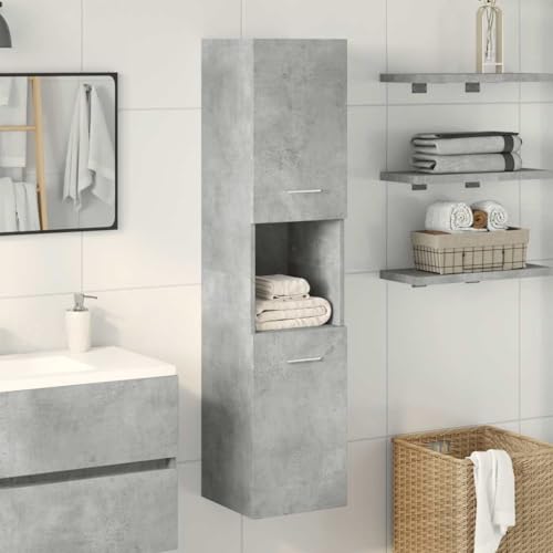 Vidaxl Mobile Pensile Da Bagno Grigio Cemento 30X30X130Cm Truciolato - 2