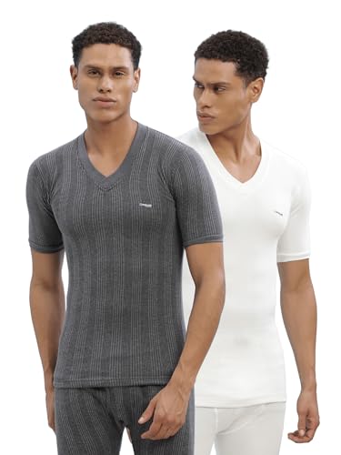Image of Dollar Ultra Pack of 2 Combed Cotton Men V Neck Half Sleeve Thermal Top