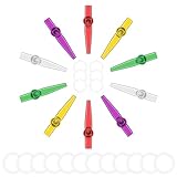 10 Pcs Metal Kazoos with 18 Pcs Spare Diaphragms - Silver Gold Red Green Purple Colors Metal Kazoo - Polished Finish Party Kazoos for Adults Beginners Music Lovers Party Favors