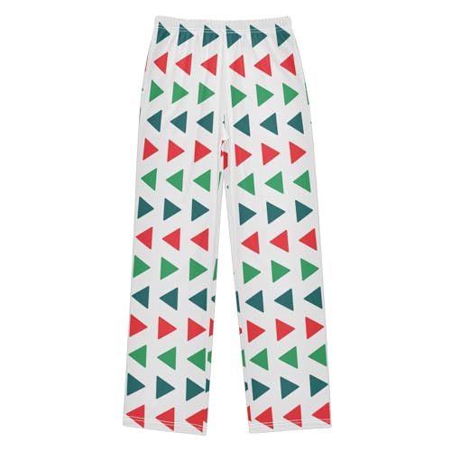 ZZKKO Christmas Red Green Triangle Boys Pants for Kids Jogger Pants with Pockets S-XL