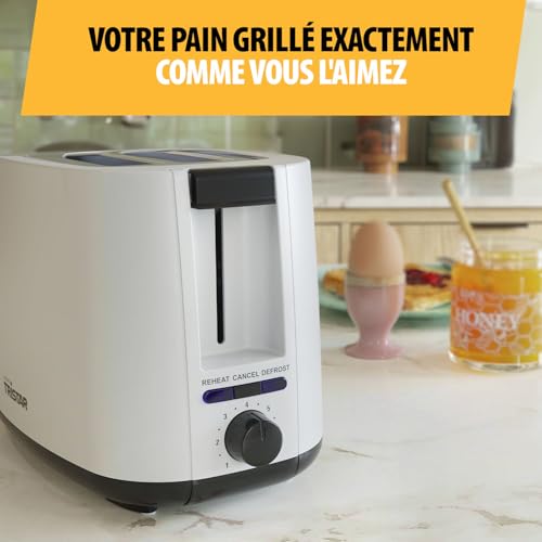 Tristar Grille-pain, 2 fentes, 7 niveaux de brunissage, support pour petits pains, fonctions de décongélation, levage, centrage et interruption, blanc, BR-1055 – Image 4