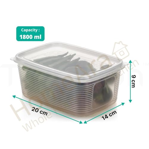 Image of Fridge Storage Container 1800 ml | Airtight & Leak-Proof Refrigerator Organizer Box | BPA-Free Plastic Vegetable & Fruit Storage Container | Stackable Food Storage Box with Lid (Transparent Pack-4)