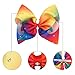 CÉLLOT 8 inch Hair Bows for Girls Alligator Clips Grosgrain Ribbon Rainbow Back to School Festival Christmas Bling Rhineston Hair Accessories for Baby Girls Toddler Girls Kids-Red Rainbow
