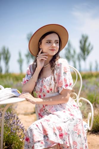 Image of Scarlet Darkness Summer Dresses for Women 2026 Off Shoulder Corset Sundress Cottagecore Floral Dress Orange L