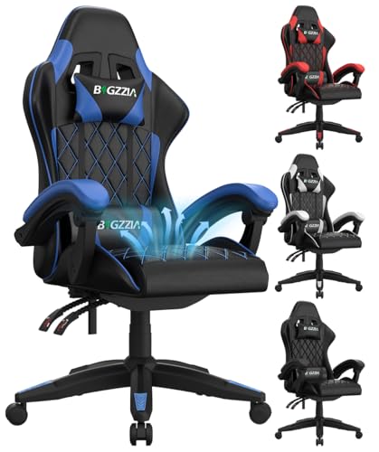 bigzzia Chaise Gaming,Fauteuil de Bureau, Ergonomique Chaise de Gaming, Coussin de Tête Ajustable, Support Lombaire, Capacité de Charge de 150 kg