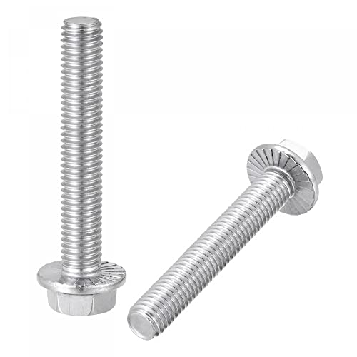 Image of uxcell M10x60mm Hex Serrated Flange Bolts Screws Metric Thread 304 Stainless Steel 6pcs
