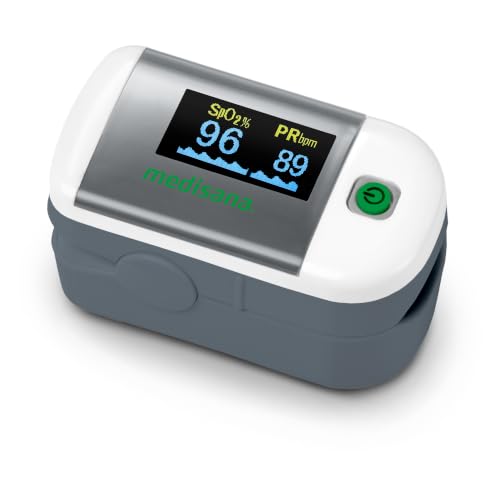 medisana PM 100 Pulse Oximeter Blood Oxygen Saturation Measurement Finger Pulse Oximeter with OLED Display and One-Touch Operation 53g | Blood oxygen saturation measurement, finger with OLED display and one-touch operation