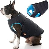 Gooby Padded Vest Dog Jacket - Solid Black, Medium - Warm Zip Up Dog Vest Fleece Jacket with Dual D...