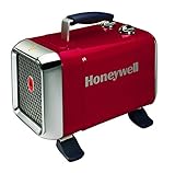 Honeywell HZ-510E Keramik-Heizlüfter in rot/Chrom, 1100/1800 Watt breiter Standfuß