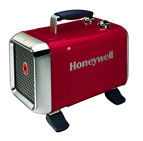 Honeywell HZ- 510E Keramik- Heizlüfter in rot/ Chrom, 1100/ 1800 Watt breiter Standfuß