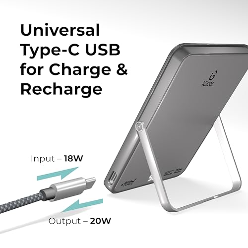 Image of Laurel 5000mAh MagSafe Wireless Power Bank with Digital Display, 15W Wireless Charging, 20W PD Fast Charging & Premium Aluminum Finish