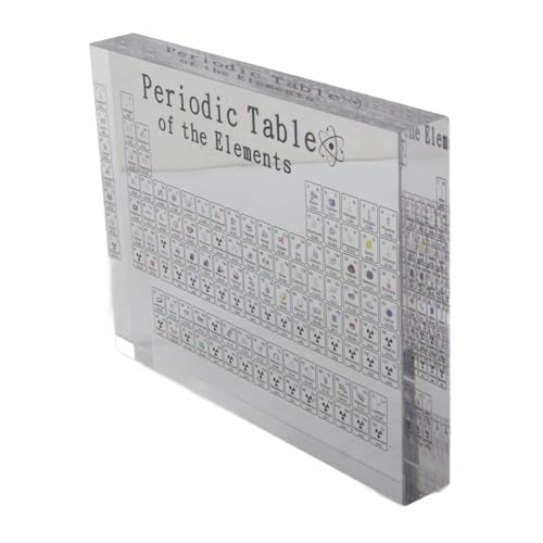 Image of Beufee Periodic Table with 103 Real Elements Inside, Clear Acrylic Real Chemical Elements Periodic Table for Classroom Teaching Tool