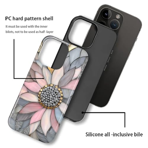 Coque iPhone 16 Pro Max rigide résistante aux chocs motif mosaïque rose floral