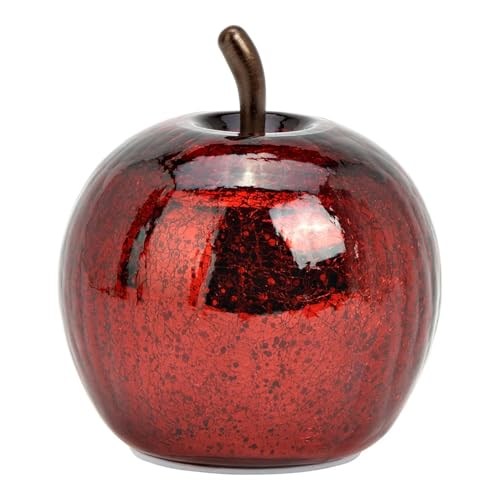 1001kdo Lampe Pomme lumineuse 10 Led rouge métallisé 11 x 12 x 11 cm