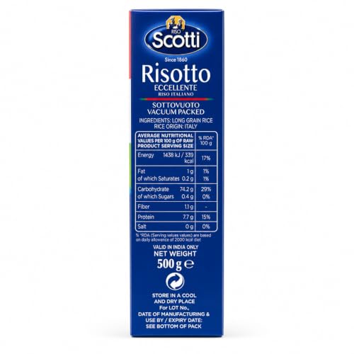 Image of Riso Scotti Risotto Eccellente Italian Risotto Rice • Premium Italian Rice for Creamy Risotto Recipes, 17.6 oz ℮ 1.1 lb ℮ 500 g