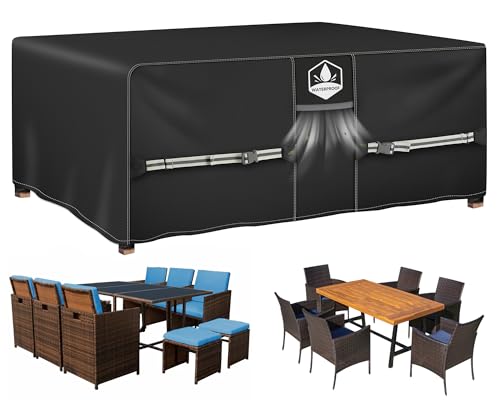Rimwig – Housses de meubles de jardin d’extérieur imperméables, housse très résistante pour ensemble de meubles de jardin, housse de canapé en rotin Oxford 420D...